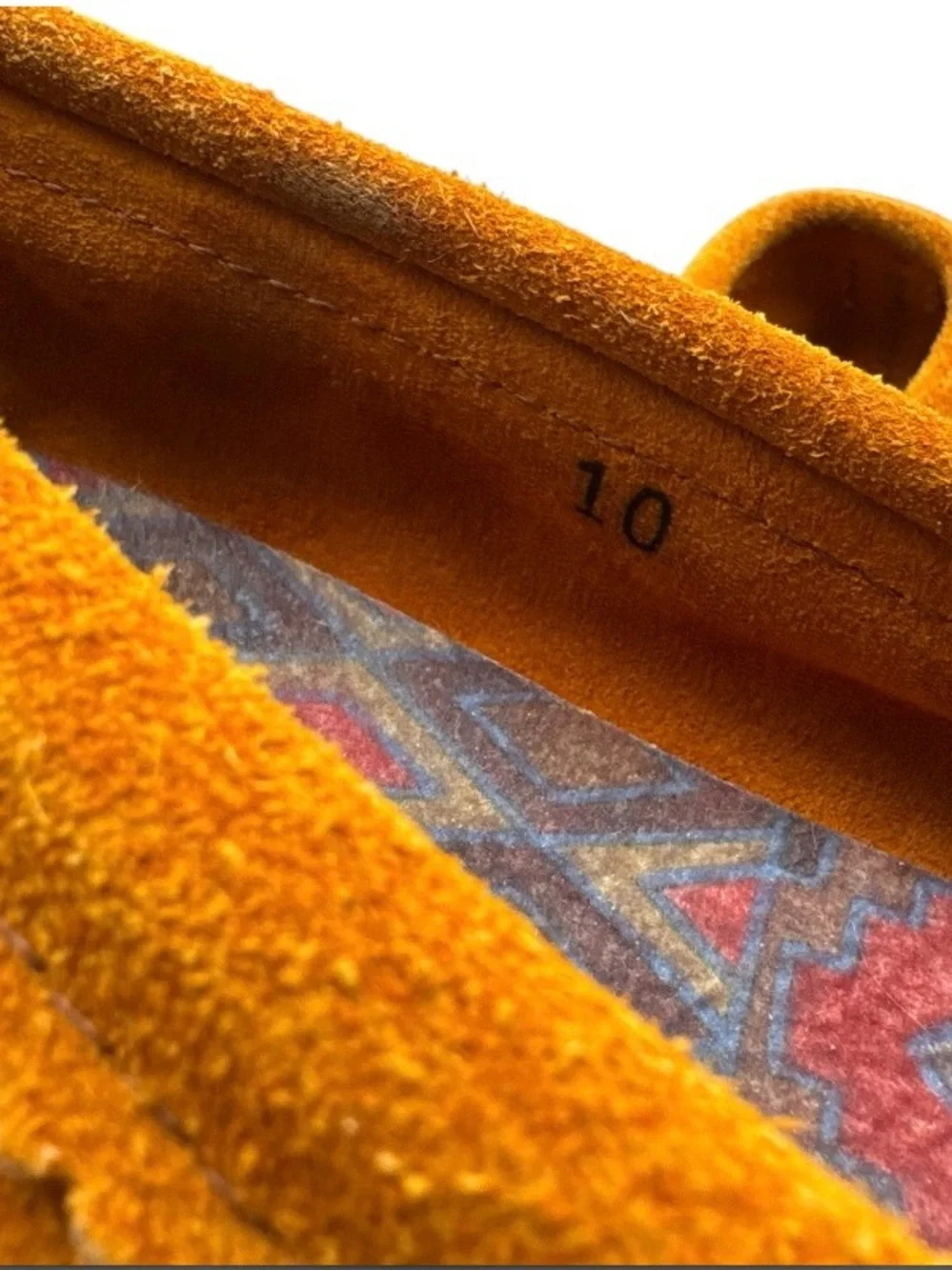 Vintage 70s 80s Handmade Suede Leather Moccasins Southwestern Shoes Size 10